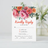 Waterverf Sinaasappel Blush Bloemen bruiloft RSVP Kaartje (Staand voorkant)