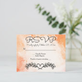  Waterverf Sinaasappel bruiloft hart Bloemen Briefkaart (Staand voorkant)