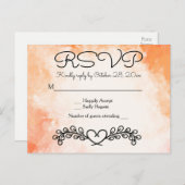  Waterverf Sinaasappel bruiloft hart Bloemen Briefkaart (Voorkant / Achterkant)