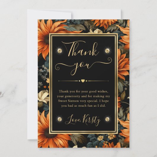 Waterverf Sinaasappel Bruine Herfstbladeren Sweet  Bedankkaart (Voorkant)