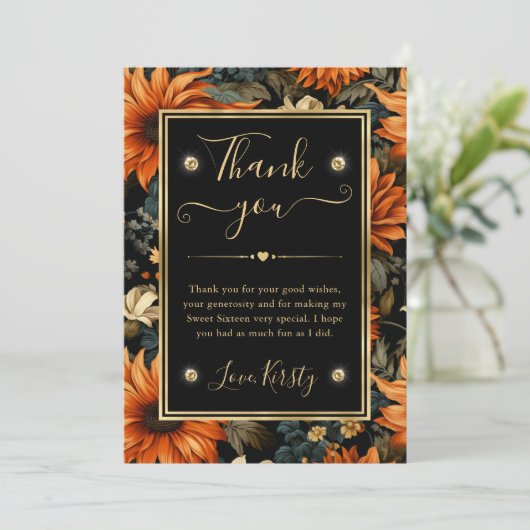 Waterverf Sinaasappel Bruine Herfstbladeren Sweet  Bedankkaart (Staand voorkant)