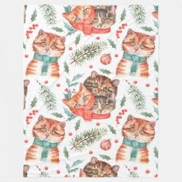 WATERVERF SINAASAPPEL & BRUINE TABBY KAT GEZICHTEN FLEECE DEKEN