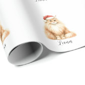 Waterverf Sinaasappel Cat in Santa Hat Wrapping Pa Cadeaupapier (Rol Hoek)