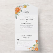 Waterverf Sinaasappel Citrus bloesem bruiloft All In One Uitnodiging (Binnen)