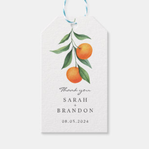 Waterverf Sinaasappel Citrus Zomer Bruiloft Cadeaulabel