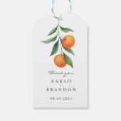 Waterverf Sinaasappel Citrus Zomer Bruiloft Cadeaulabel (Achterkant)