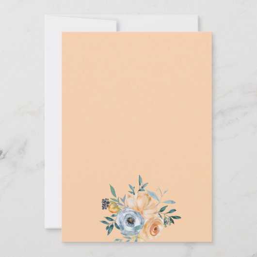 Waterverf Sinaasappel Dusty Blue Flowers Vrijgezel Kaart (Achterkant)