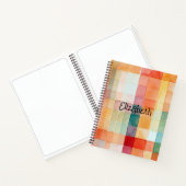 Waterverf Sinaasappel en Blauwgroen Plaid Notitieboek (Binnen)