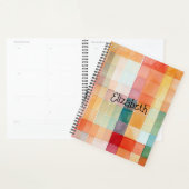 Waterverf Sinaasappel en Blauwgroen Plaid Planner (Display)