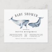 Waterverf Sinaasappel en marineblauw Baby shower Uitnodiging Briefkaart (Voorkant)
