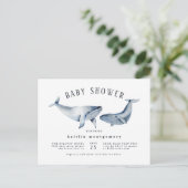 Waterverf Sinaasappel en marineblauw Baby shower Uitnodiging Briefkaart (Staand voorkant)