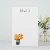 Waterverf sinaasappel en rode klaprozen briefpapier (Staand voorkant)