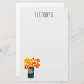 Waterverf sinaasappel en rode klaprozen briefpapier (Voorkant / Achterkant)