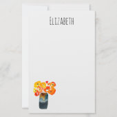 Waterverf sinaasappel en rode klaprozen briefpapier (Voorkant)