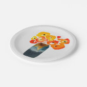 Waterverf sinaasappel en rode klaprozen papieren bordje (Gekanteld)