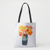 Waterverf sinaasappel en rode klaprozen tote bag (Voorkant)