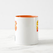 Waterverf sinaasappel en rode klaprozen tweekleurige koffiemok (Center)