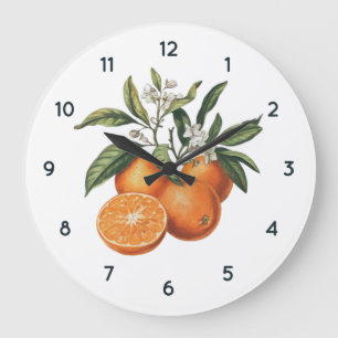 Waterverf Sinaasappel fruit Klok met Zwarte cijfer