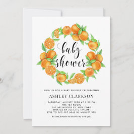 Waterverf Sinaasappel Fruit Krans Zomer Baby showe Kaart