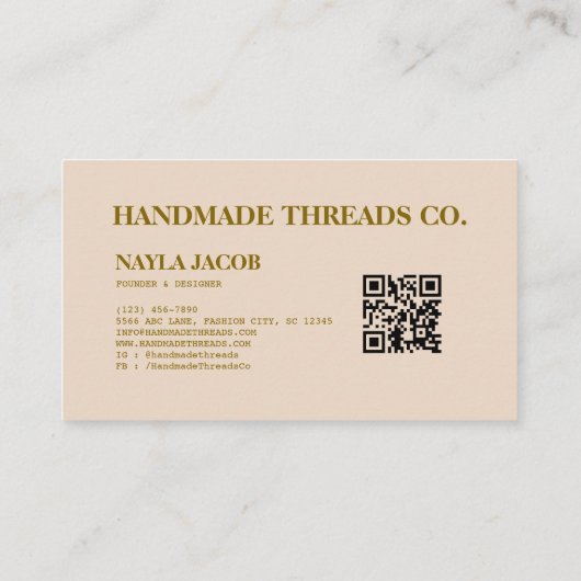 Waterverf Sinaasappel & Grijs Handgemaakte Kleding Visitekaartje (Achterkant)