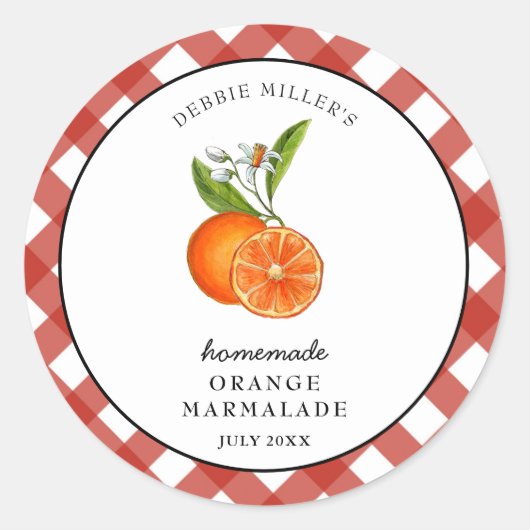 Waterverf Sinaasappel Marmelade jam pot  Ronde Sticker (Voorkant)