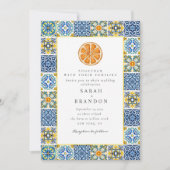 Waterverf Sinaasappel Mediterraans Blauw tegel Bru Kaart (Voorkant)