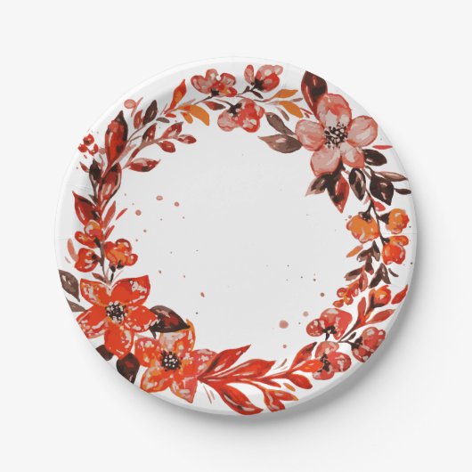 Waterverf sinaasappel papieren bordje (Voorkant)