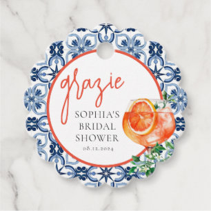 Waterverf Sinaasappel Spritz Grazie Bedankjes Labels