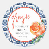 Waterverf Sinaasappel Spritz Grazie Favorieten Ronde Sticker (Voorkant)