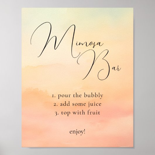 Waterverf Sinaasappel Sunset Cloud 9 Mimosa Bar Si Poster (Voorkant)