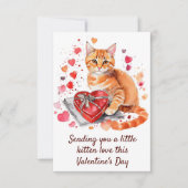 Waterverf Sinaasappel Tabby Cat met hart geschenkd Bedankkaart (Voorkant)