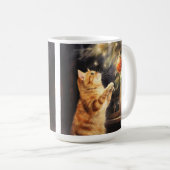 WATERVERF SINAASAPPEL TABBY KITTEN KERSTBALLEN KOFFIEMOK (Voorkant rechts)