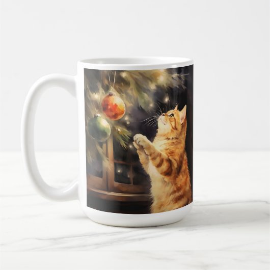 WATERVERF SINAASAPPEL TABBY KITTEN KERSTBALLEN KOFFIEMOK (Links)