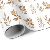 Waterverf Sinaasappel verlaat Boho Cadeaupapier (Rol Hoek)