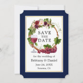 Waterverf sinaasappeldruiven, met blauw save the date (Voorkant)