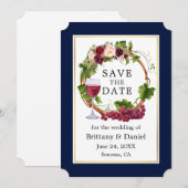Waterverf sinaasappeldruiven, met blauw save the date (Voorkant / Achterkant)