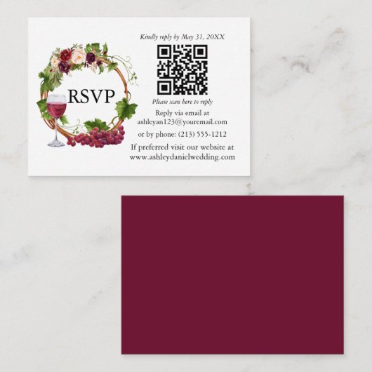 Waterverf sinaasappeldruiven met QR RSVP Informatiekaartje (Voorkant / Achterkant)