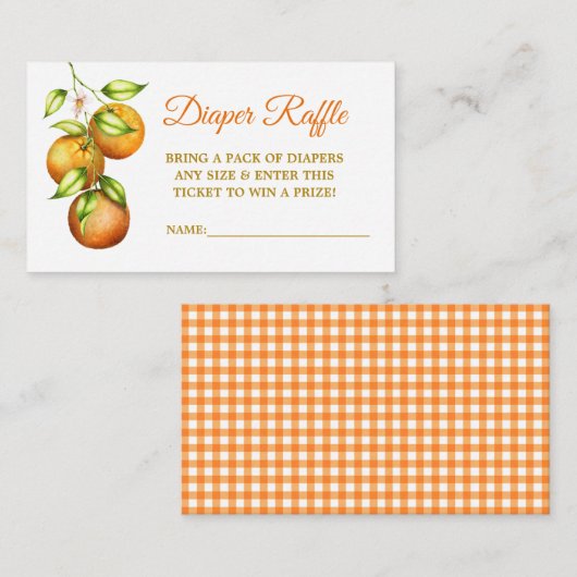 Waterverf Sinaasappels Baby shower Luier Raffle Pl Informatiekaartje (Voorkant / Achterkant)