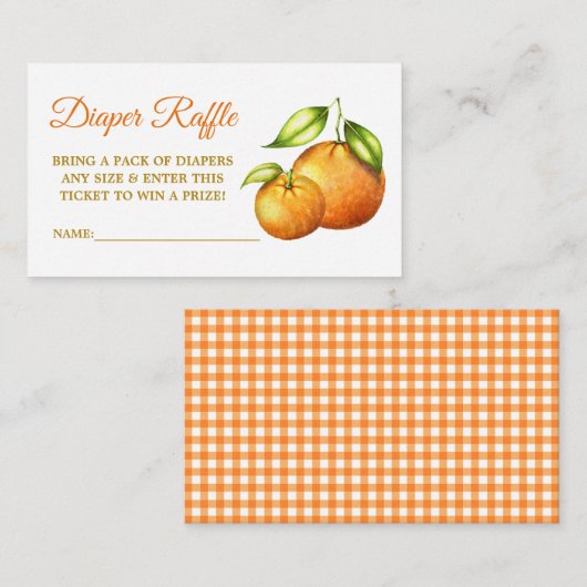 Waterverf Sinaasappels Baby shower Plaid Luier Raf Informatiekaartje (Voorkant / Achterkant)