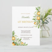 Waterverf Sinaasappels Bloemen Birthday Kaart (Staand voorkant)