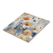 Waterverf Sinaasappels Bloemen Blauw Indigo Design Tegeltje (Zijkant)