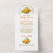 Waterverf Sinaasappels Bloemen Kleine Cutie Douche All In One Uitnodiging (Binnen)