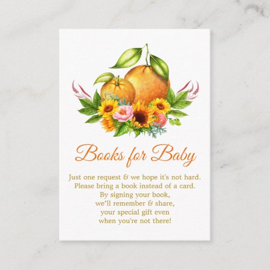 Waterverf Sinaasappels Bloemenboeken voor Baby sho Informatiekaartje (Voorkant)