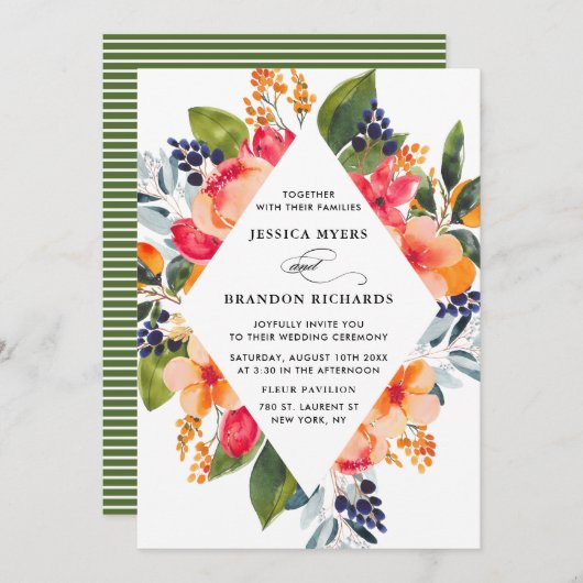 Waterverf Sinaasappels Botanical Wedding Invitatio Kaart (Voorkant / Achterkant)