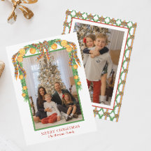 Waterverf Sinaasappels Bow Garland Kerstmis Foto