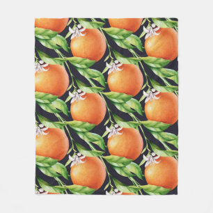 Waterverf Sinaasappels: Citrus naadloos patroon Fleece Deken