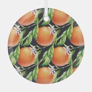 Waterverf Sinaasappels: Citrus naadloos patroon Glas Ornament