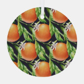 Waterverf Sinaasappels: Citrus naadloos patroon Glas Ornament (Achterkant)