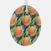 Waterverf Sinaasappels: Citrus naadloos patroon Glas Ornament (Voorkant Rechts)
