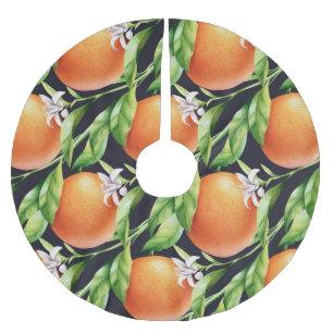 Waterverf Sinaasappels: Citrus naadloos patroon Kerstboom Rok